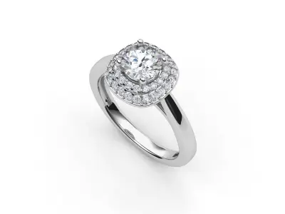 aj-024 halo diamond engagement ring 3D print model