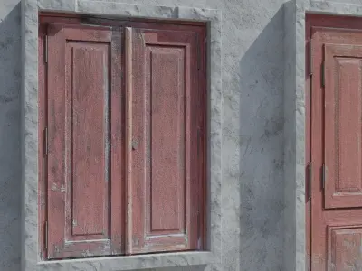 Red Windows and Doors Bundle Low-poly 3D model