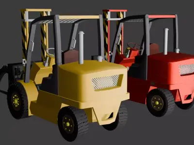 Forklift PBR Textures Optimized Industrial Vehicle Game Ready Low-poly 3D model