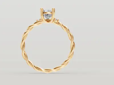 Solitaire ring with braided hoop Free 3D print model