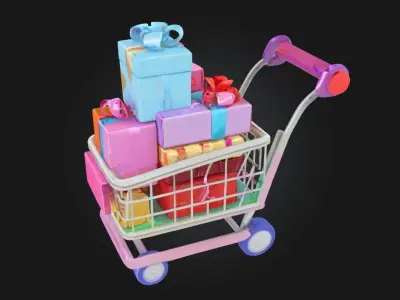 Gift Cart  Festive Wagon of Celebration and Cheer 3D model