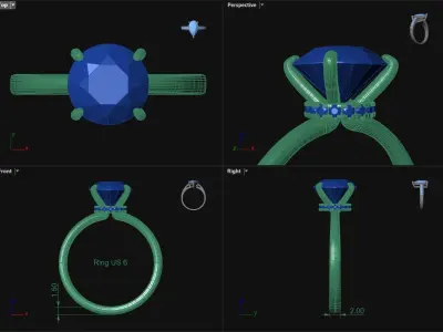 Secret Halo Diamond Engagement Ring 0022 3D print model