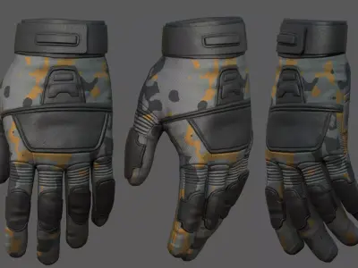Gloves military combat soldier armor scifi fantasy armor  Low-poly 3D model
