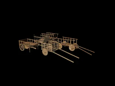 Old wooden carts 3D model