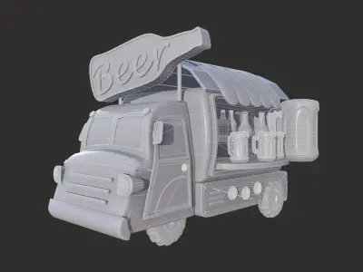 Asset - Cartoons - Food Car - Car Beer 3D model