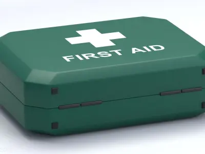 Medium Green First Aid Kit  Low-poly 3D model