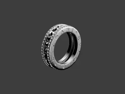 BULGARI - B ZERO 1 RING - DOUBLE BAND STRUDED WITH DIAMOND EDGES 3D print model