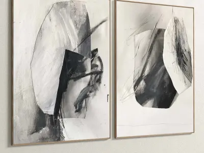 Plaster Two Photo Frame 144 Low-poly 3D model