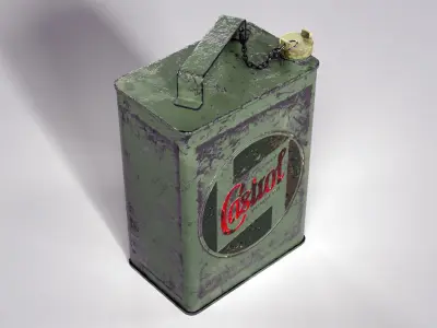  Vintage Castrol Petrol Gas Fuel Can Low-poly 3D model