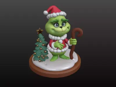 Grinch Inspired Christmas Figure Cute Festive STL Model 3D print model