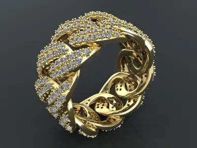 Cuban ring diamonds 3D model 3D print model