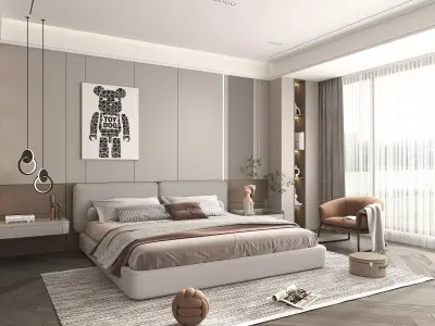 Modern Bedroom Scene 41 3D model