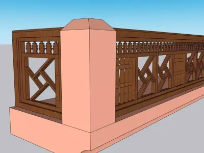 Islamic-Style Balcony Railing 3D Model 3D model
