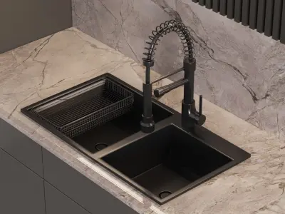 modern kitchen with island 009 3D model