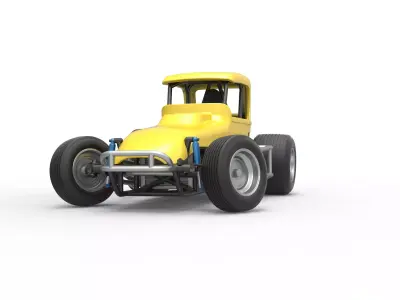 Vintage Sprint car while turning Version 2 Scale 1 to 25 3D print model
