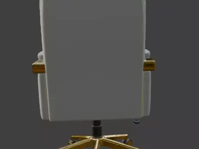 Luxury White Leather Gold Executive Office Chair High Detail PBR 3D model
