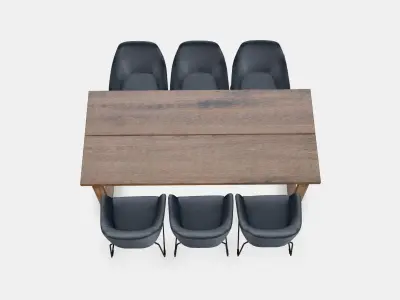 MORBYLANGA - TOSSBERG Table and 6 armchairs Low-poly 3D model