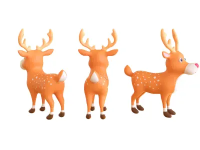 Cartoon Reindeer 2 Cute  Low-poly 3D model