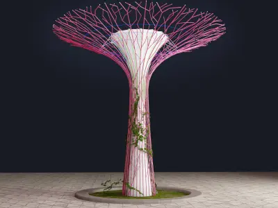 Singapore supertrees Gardens by the Bay  Low-poly 3D model