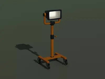 Spotlight orange medical cart on wheels Free low-poly 3D model