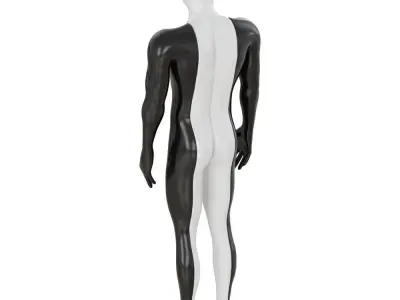 Male sports mannequin black with white color 115 3D model