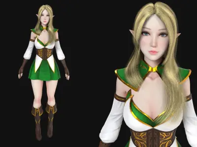 Archer Elf Low-poly 3D model