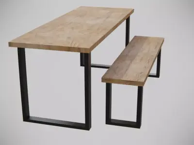 Dining Table set stylised Low-poly 3D model
