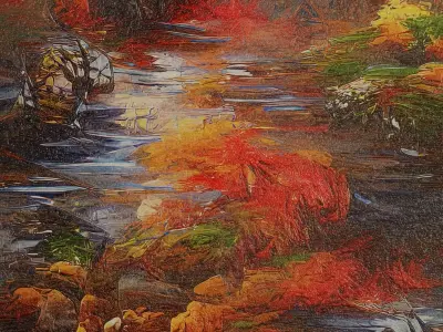 Framed Nature Oil Painting 1 Low-poly 3D model