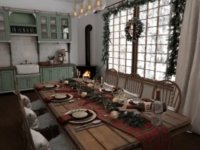 Christmas Home - Kitchen Blender Scene  3D model