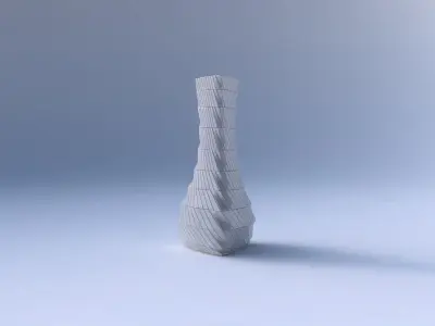 Vase puffy triangle with twisted grid plates 3D print model