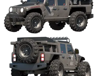 OFF ROAD JEEP WRANGLER RUBICON Low-poly 3D model