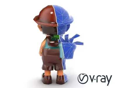 Cartoon Gardener Figurine model pack Low-poly 3D model