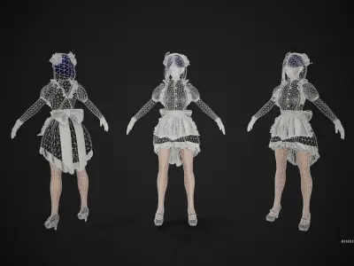 Maid Character Low-poly 3D model