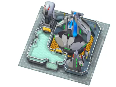 isometrical UFO radar platform station upgrade 3 Low-poly 3D model