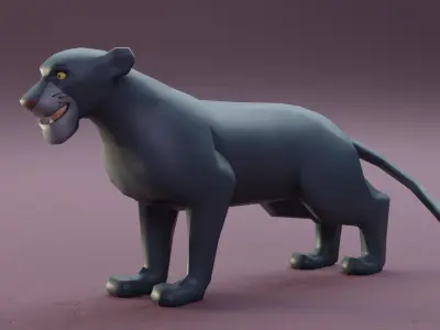 The Jungle book - bagheera rigged Low-poly 3D model