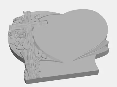 Funeral Sculpture Monument 71 with roses wood cross 3D model
