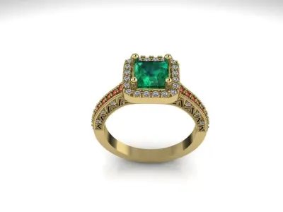 Curshion Emerald Ruby ring 3D print model