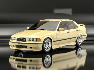 yellow sport car 3D model