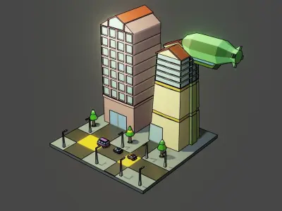 Town for resident  Free low-poly 3D model