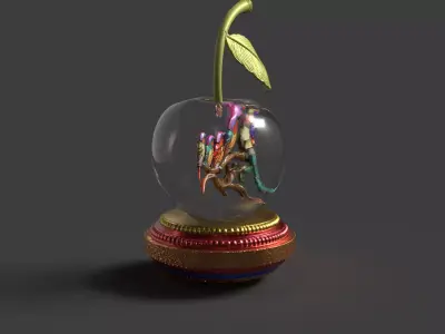 Cherry with Birds Figure  Low-poly 3D model