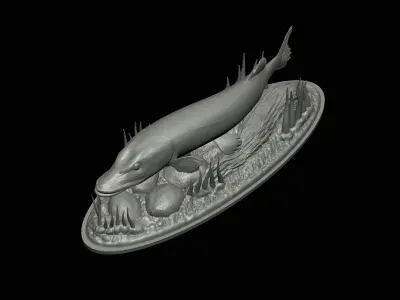 fish pike in motion underwater statue detailed texture 3D print model