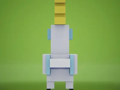 Voxel - Cockatoo Parrot Low-poly 3D model