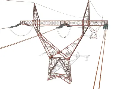 Electricity Pole 22 Weathered Low-poly 3D model