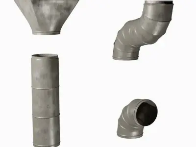 Set of air conditioning pipes 3D model