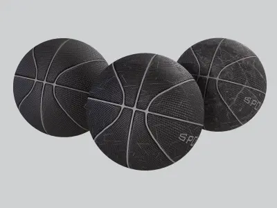 Basketball balls black pack Free low-poly 3D model
