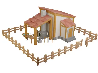 Low poly Blacksmith House Free low-poly 3D model