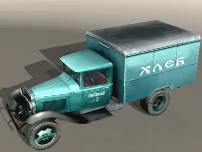 GAZ-AA Auto-van Bread Low-poly 3D model