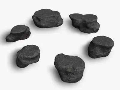 Short Flat Rocks - Base Free low-poly 3D model