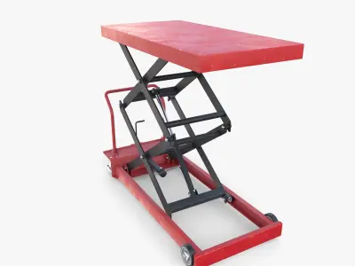 Animated Scissor Lift Table Red Low-poly 3D model