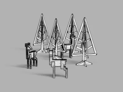 Christmas Decorative Set 3D model
